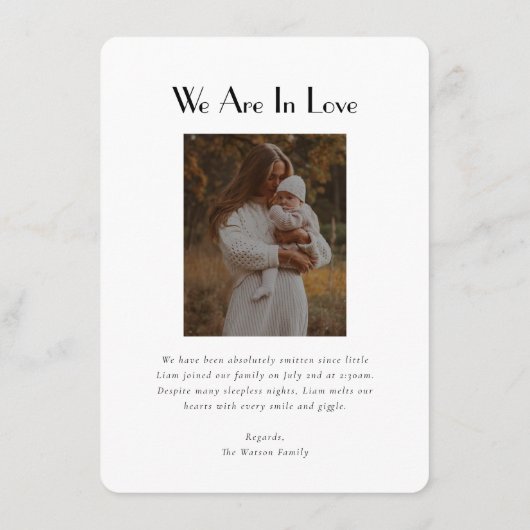 Klassieke minimale aankondiging van de geboorte va (Achterkant)