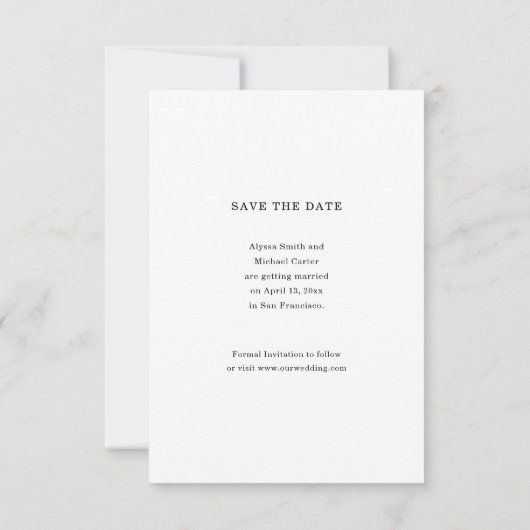 Klassieke minimale foto handschrift script bruilof save the date (Achterkant)