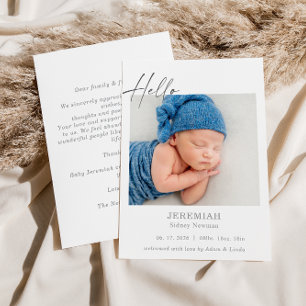 Klassieke minimale hallo baby foto aankondigingska