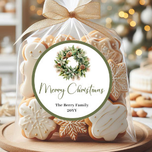 Klassieke Minimale Kerst Aangepaste Familie Sticke Ronde Sticker