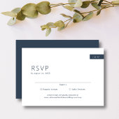 Klassieke minimale marine blauw & wit monogram bru RSVP kaartje
