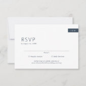 Klassieke minimale marine blauw & wit monogram bru RSVP kaartje (Voorkant)