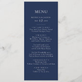 Klassieke minimale marine blauw | Zilverweddenscha Menu (Voorkant)