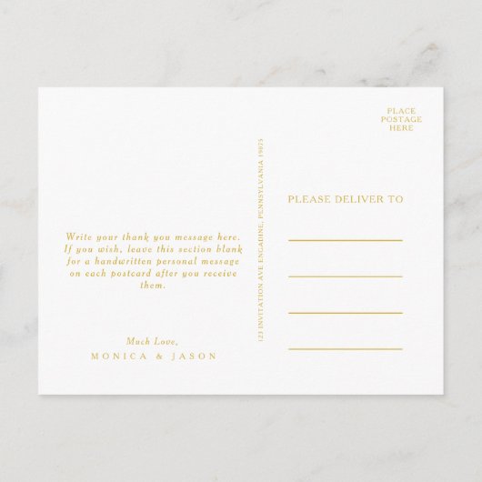 Klassieke minimale marineblauwe gouden bruiloft Ha Briefkaart (Achterkant)