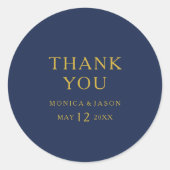 Klassieke minimale marinier Blue Gold Hartelijk da Ronde Sticker (Voorkant)