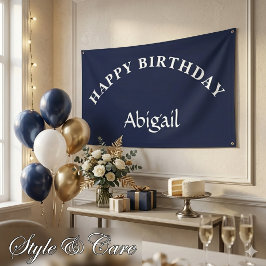 Klassieke Minimale Navy Blauwe Verjaardagsviering Spandoek