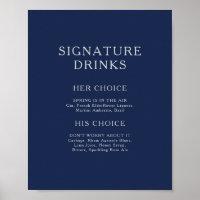 Klassieke Minimale Navy Blauwe Zilveren Signature
