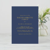 Klassieke minimale Navy Blue Gold Bachelorette Par Kaart (Staand voorkant)