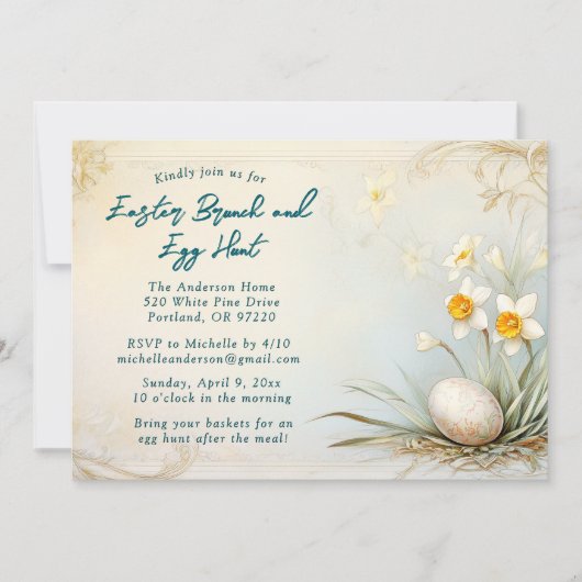 Klassieke Minimale Paasbrunch en eierjacht Kaart (Voorkant)