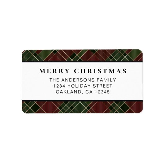 Klassieke Minimale Rood en Groen Geplakt Kerstmis Etiket (Voorkant)