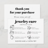 Klassieke minimale sieraden verzorging Dank u Busi Informatiekaartje (Voorkant / Achterkant)
