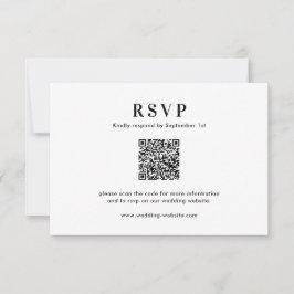 Klassieke Minimale Typografie QR Code Foto Bruilof RSVP Kaartje