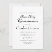 Klassieke Minimale Witte Jongen Eerste Heilige Com Kaart (Voorkant)