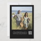 Klassieke minimale witte wilde bloem zwart bruilof kaart (Achterkant)