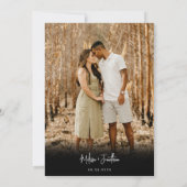 Klassieke minimale zwarte fotoscript QR code bruil Kaart (Achterkant)