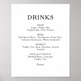 Klassieke Minimaliserende het Menu van de Drinken  Poster