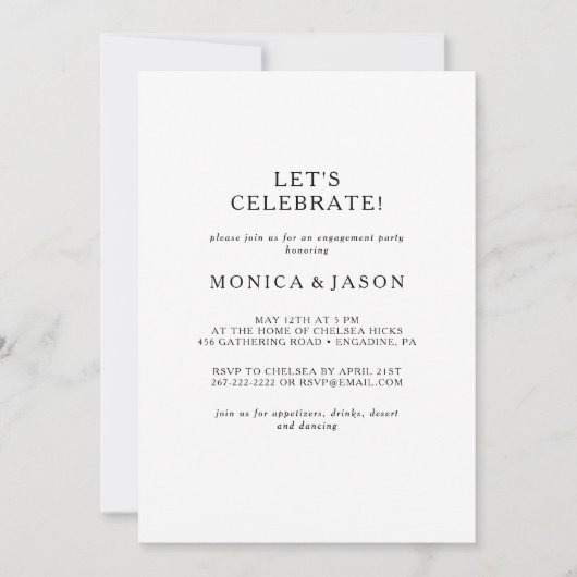 Klassieke minimalist Laten we de uitnodiging viere (Voorkant)