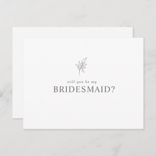 Klassieke minimalist U wordt mijn Bridesmaid Uitnodiging Briefkaart (Voorkant / Achterkant)