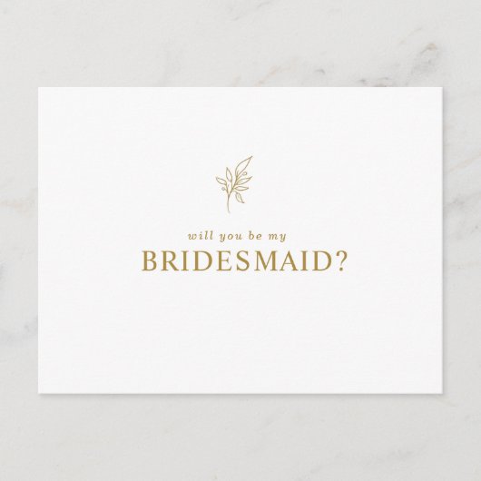 Klassieke minimalist U wordt mijn Bridesmaid Uitnodiging Briefkaart (Voorkant)