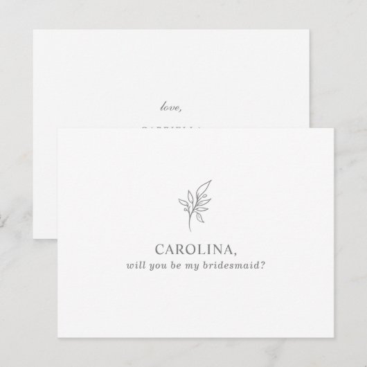 Klassieke minimalist U wordt mijn Bridesmaid Uitnodiging Briefkaart (Voorkant / Achterkant)