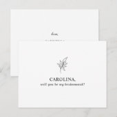 Klassieke minimalist U wordt mijn Bridesmaid Uitnodiging Briefkaart (Voorkant / Achterkant)