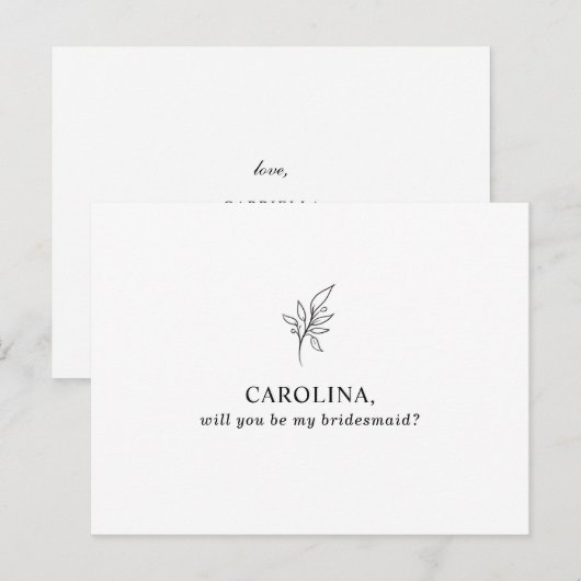 Klassieke minimalist U wordt mijn Bridesmaid Uitnodiging Briefkaart (Voorkant / Achterkant)