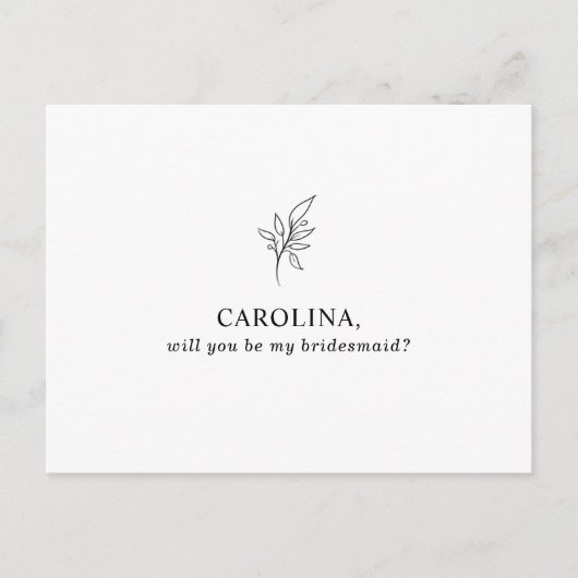 Klassieke minimalist U wordt mijn Bridesmaid Uitnodiging Briefkaart (Voorkant)