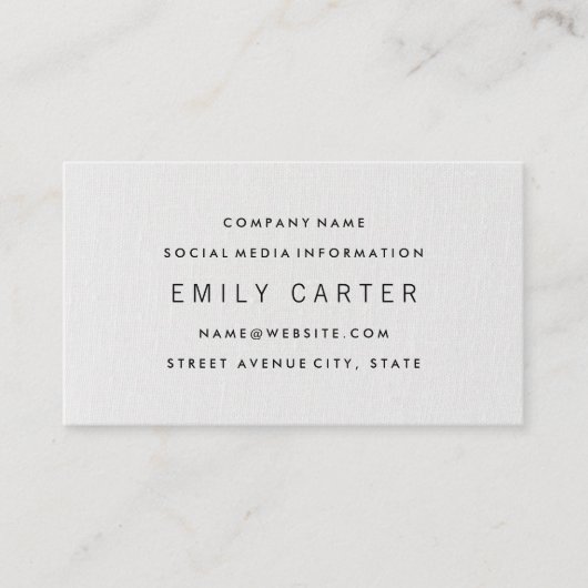 Klassieke minimalist | Wit textiel Visitekaartje (Voorkant)