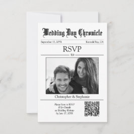 Klassieke Minimalistische 1 Foto QR-code Witte Kra RSVP Kaartje