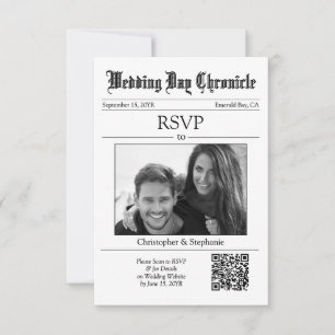 Klassieke Minimalistische 1 Foto QR-code Witte Kra RSVP Kaartje