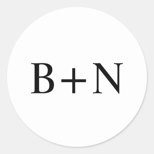 Klassieke minimalistische aangepaste monogram brui ronde sticker (Voorkant)