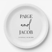 Klassieke Minimalistische Aangepaste Namen Bruilof Papieren Bordje (Voorkant)