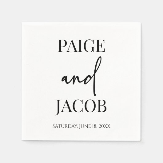 Klassieke Minimalistische Aangepaste Namen Bruilof Servet (Voorkant)