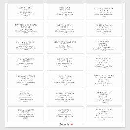 Klassieke minimalistische Adresetiketten voor wedd Sticker