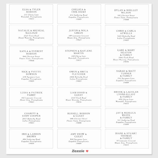 Klassieke minimalistische Adresetiketten voor wedd Sticker