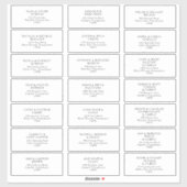 Klassieke minimalistische Adresetiketten voor wedd Sticker (Vel)