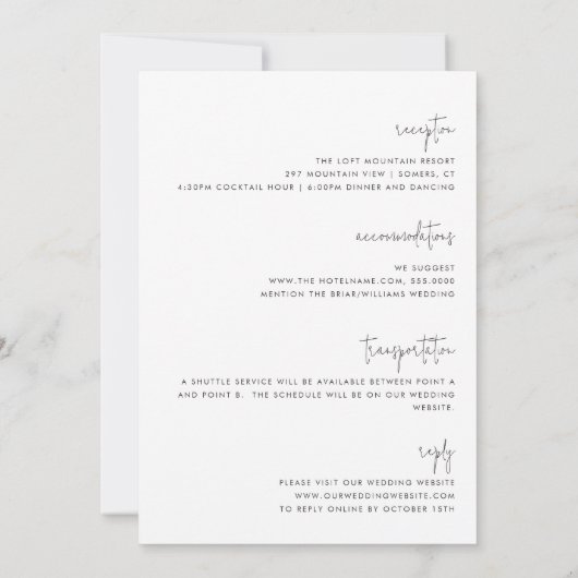 Klassieke minimalistische alles-in-één zwart/wit b kaart (Achterkant)