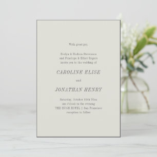 Klassieke Minimalistische Beige Ouder Naam Bruilof Kaart