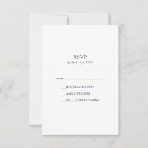 Klassieke, minimalistische blauw RSVP-kaart van de RSVP Kaartje