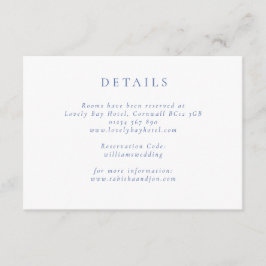 Klassieke minimalistische blauw-witte bruiloft det informatiekaartje