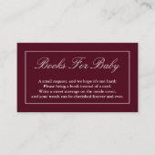 Klassieke minimalistische Bourgogne Boeken voor Ba Informatiekaartje (Voorkant)