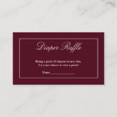 Klassieke minimalistische Bourgundy Diaper Raffle Informatiekaartje (Voorkant)