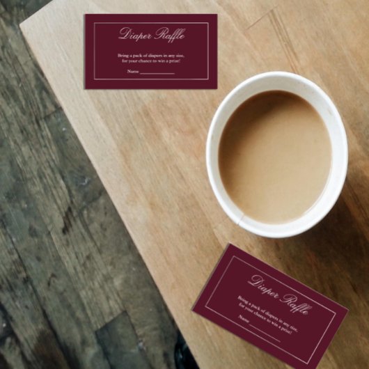 Klassieke minimalistische Bourgundy Diaper Raffle Informatiekaartje