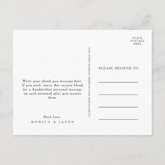 Klassieke minimalistische bruiloft Dank u Briefkaa Briefkaart (Achterkant)