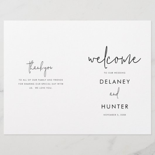 Klassieke minimalistische bruiloft papier programm flyer (Voorkant)