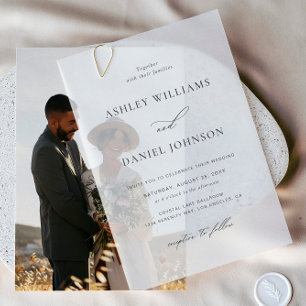 Klassieke minimalistische bruiloft vellum uitnodigingen