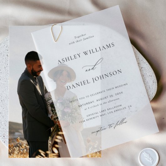 Klassieke minimalistische bruiloft vellum uitnodigingen