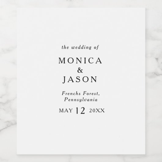 Klassieke minimalistische bruiloft wijn label wijn etiket (Enkel label)