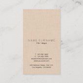 Klassieke minimalistische bruine linnen achtergron visitekaartje (Achterkant)