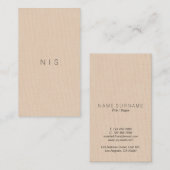 Klassieke minimalistische bruine linnen achtergron visitekaartje (Voorkant / Achterkant)